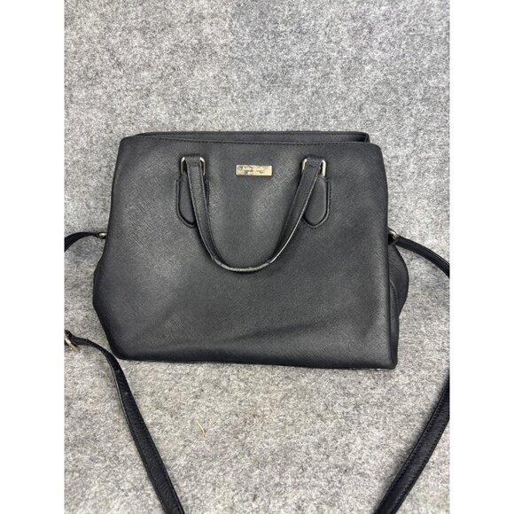Kate Spade Satchel Crossbody Bag Womens Black Saffiano Leather Gold Hardware - Picture 1 of 11